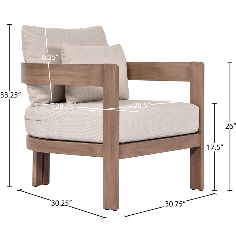 Meridian Furniture Newport Beige Water Resist Fabric Patio Chair w/ Cover