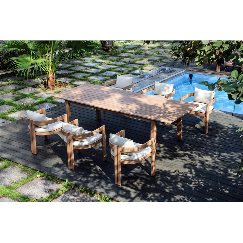 Meridian Furniture Newport Beige Water Resistant Fabric Patio Dining Chair