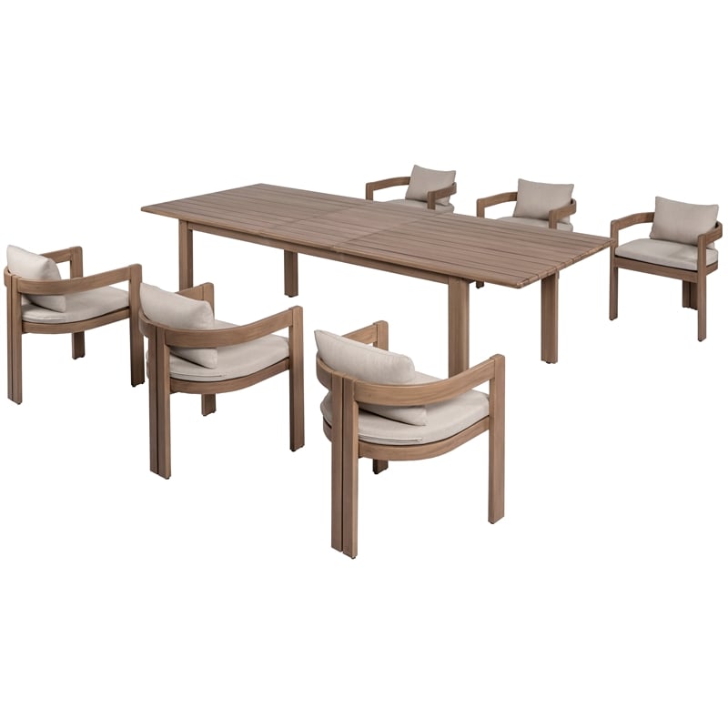 Meridian Furniture Newport Beige Water Resistant Fabric Patio Dining Chair