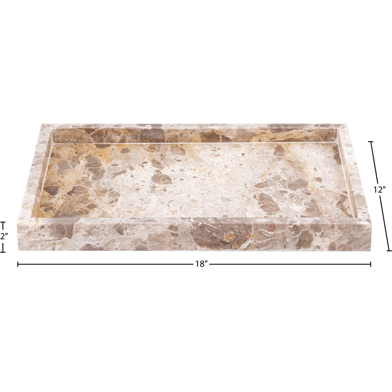 Meridian Furniture Barletta Beige Rectangular Marble Tray