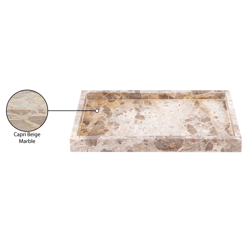 Meridian Furniture Barletta Beige Rectangular Marble Tray