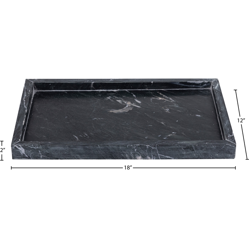 Meridian Furniture Barletta Black Rectangular Marble Tray