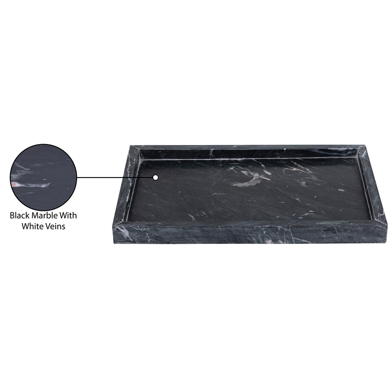 Meridian Furniture Barletta Black Rectangular Marble Tray