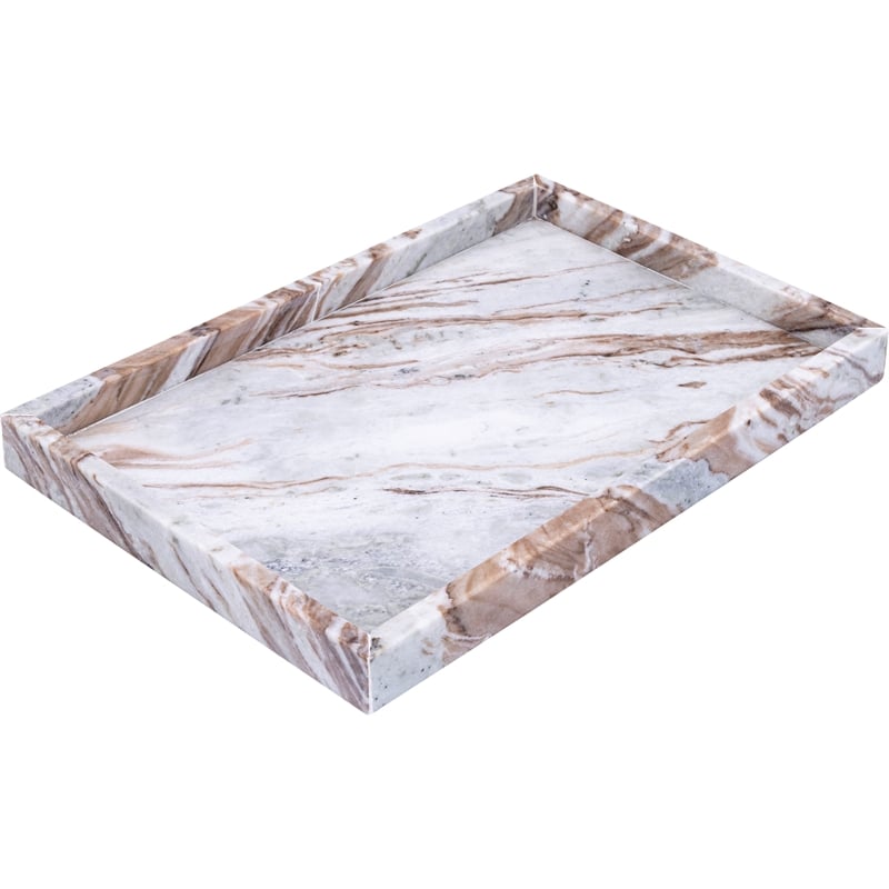 Meridian Furniture Barletta Brown Rectangular Marble Tray