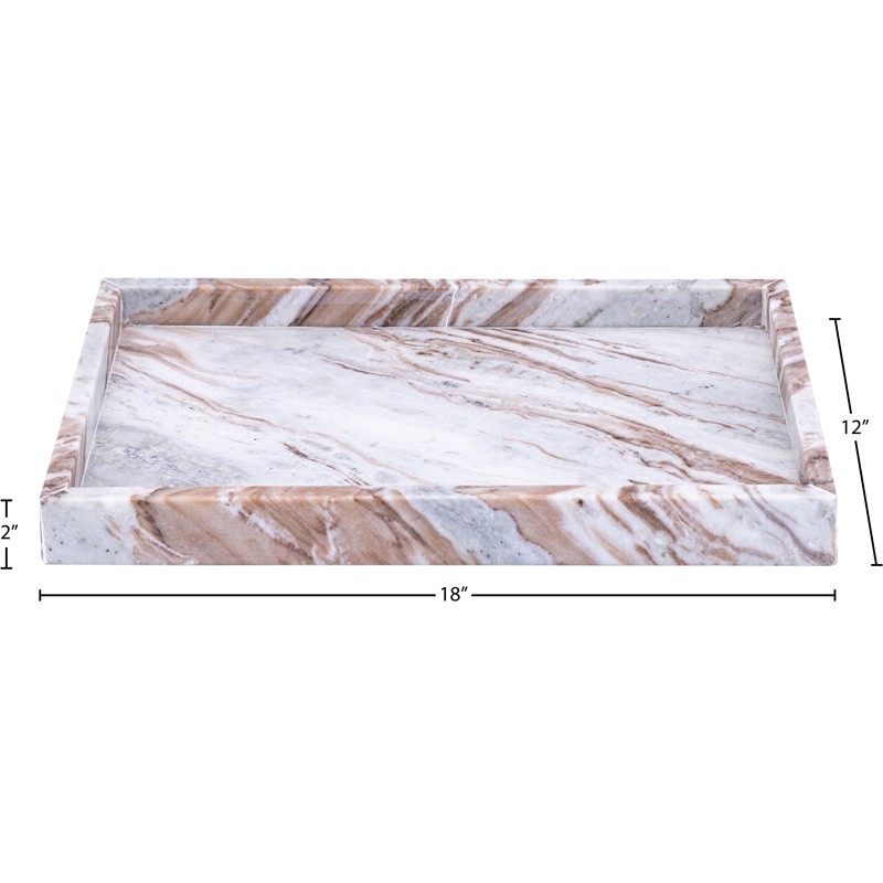 Meridian Furniture Barletta Brown Rectangular Marble Tray