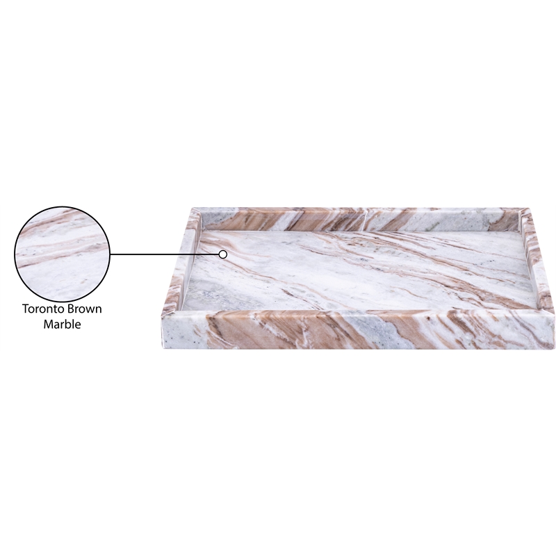 Meridian Furniture Barletta Brown Rectangular Marble Tray