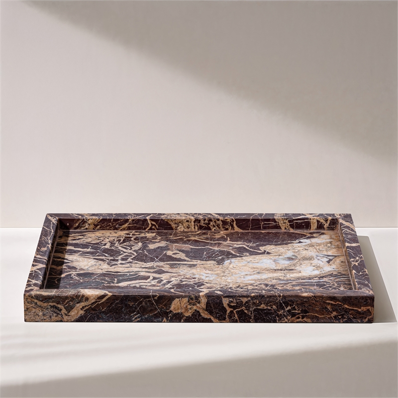 Meridian Furniture Barletta Cherry Rectangular Marble Tray