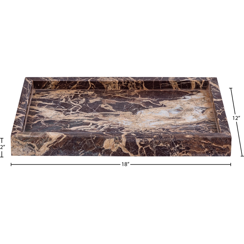 Meridian Furniture Barletta Cherry Rectangular Marble Tray