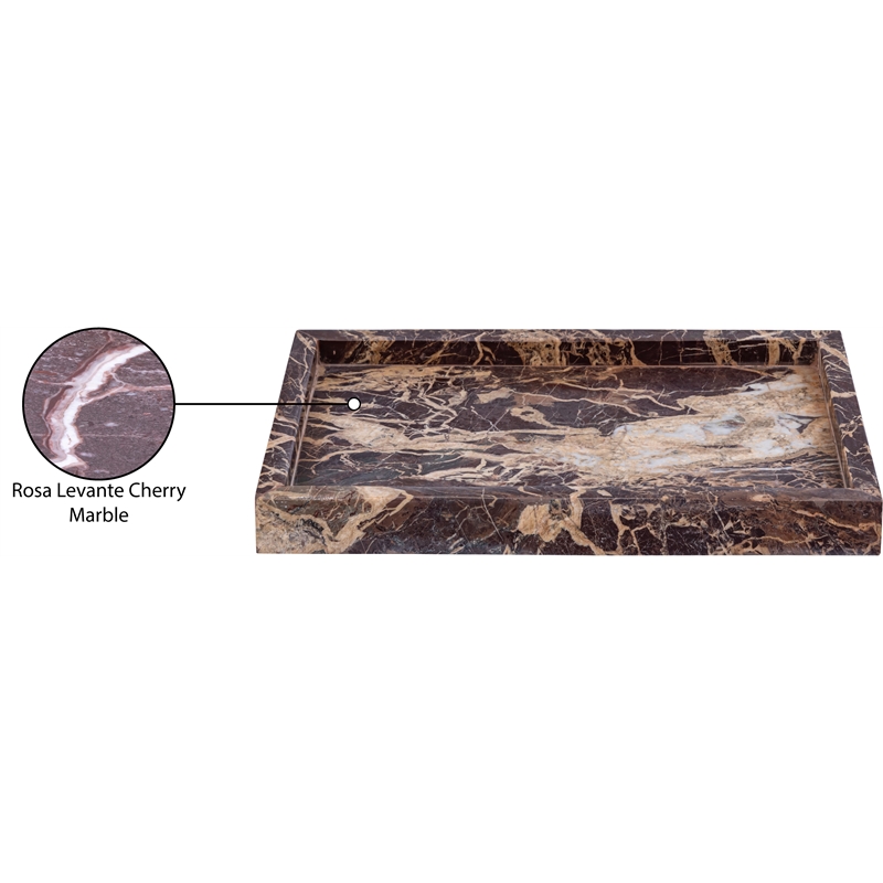 Meridian Furniture Barletta Cherry Rectangular Marble Tray