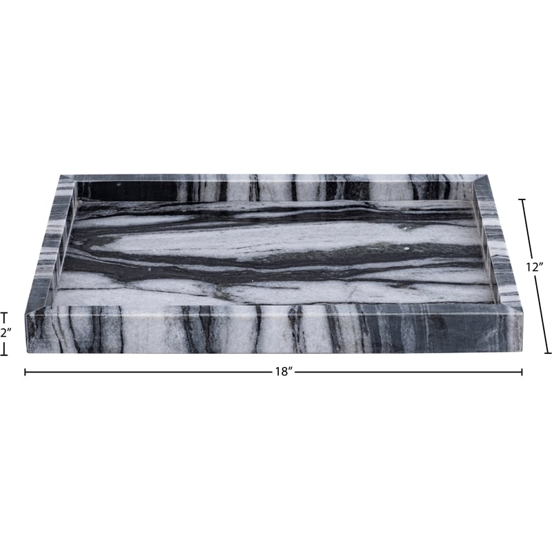 Meridian Furniture Barletta Panda Rectangular Marble Tray