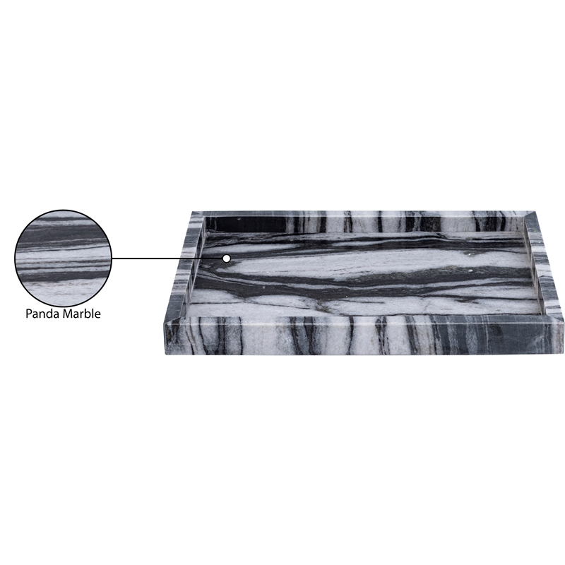 Meridian Furniture Barletta Panda Rectangular Marble Tray