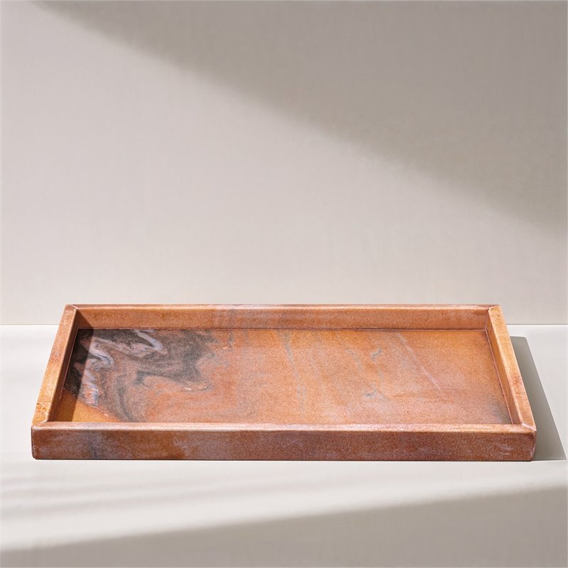 Meridian Furniture Barletta Pink Rectangular Marble Tray