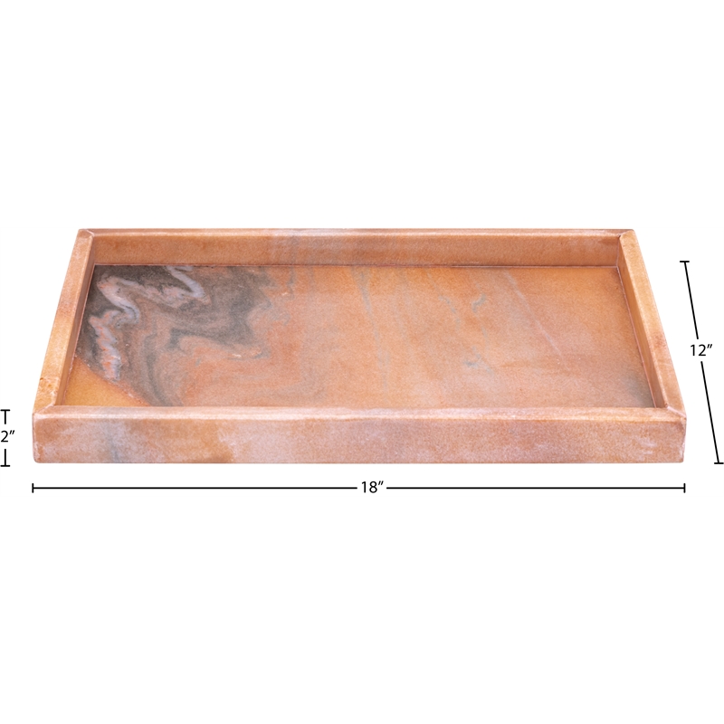 Meridian Furniture Barletta Pink Rectangular Marble Tray
