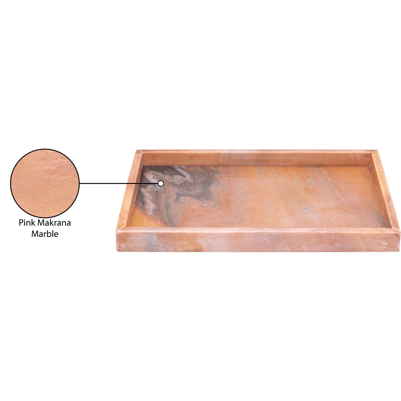 Meridian Furniture Barletta Pink Rectangular Marble Tray