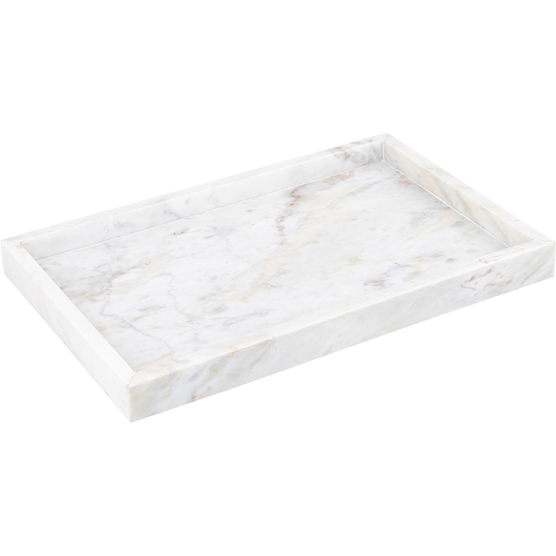 Meridian Furniture Barletta White Rectangular Marble Tray