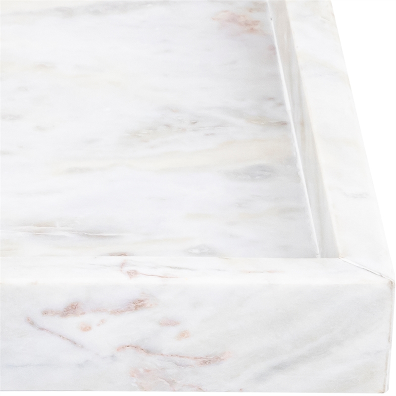Meridian Furniture Barletta White Rectangular Marble Tray