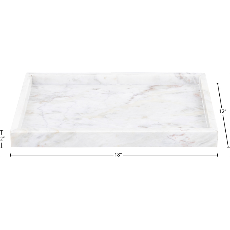 Meridian Furniture Barletta White Rectangular Marble Tray