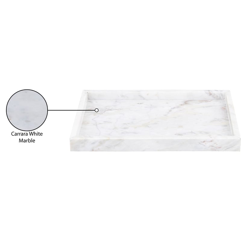 Meridian Furniture Barletta White Rectangular Marble Tray