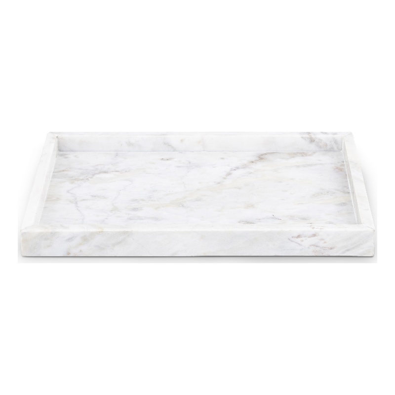 Meridian Furniture Barletta White Rectangular Marble Tray