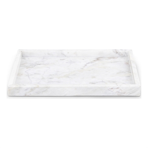 Meridian Furniture Barletta White Rectangular Marble Tray