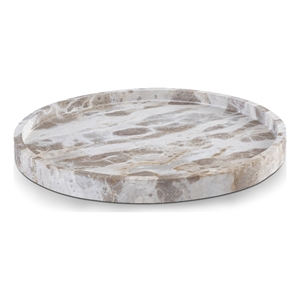 Meridian Furniture Barletta Beige Round Marble Tray