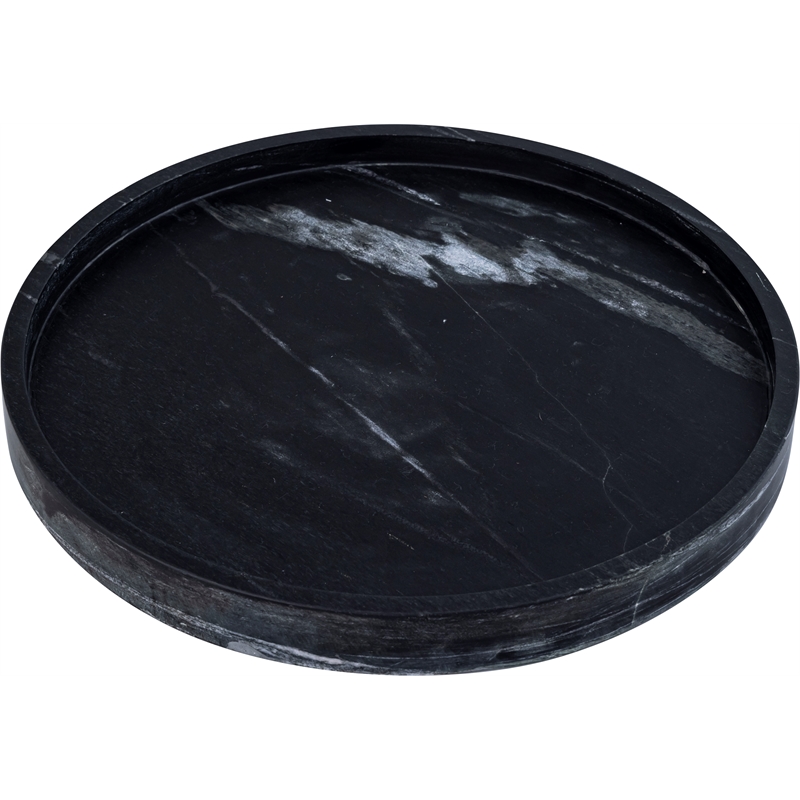 Meridian Furniture Barletta Black Round Marble Tray