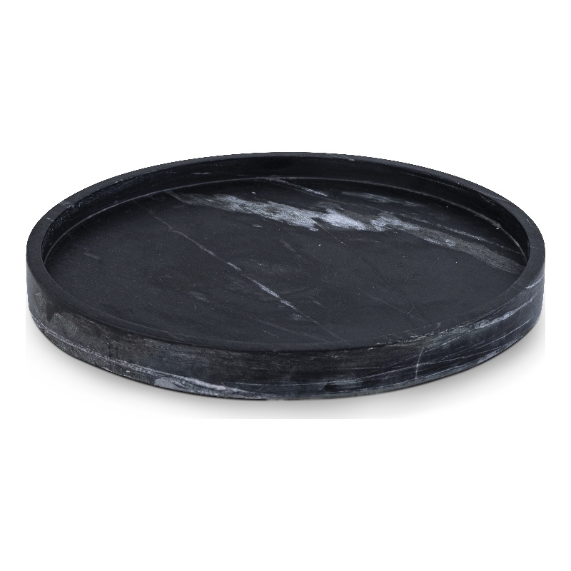 Meridian Furniture Barletta Black Round Marble Tray