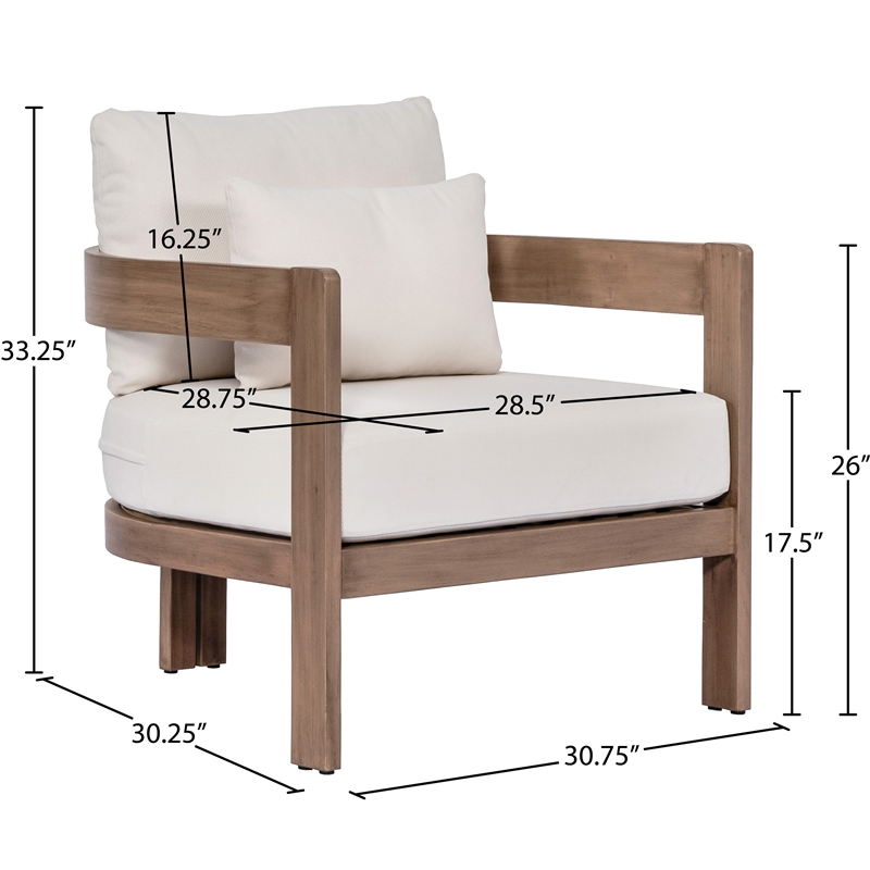 Meridian Furniture Newport Cream Water Resist Fabric Patio Chair w/ Cover
