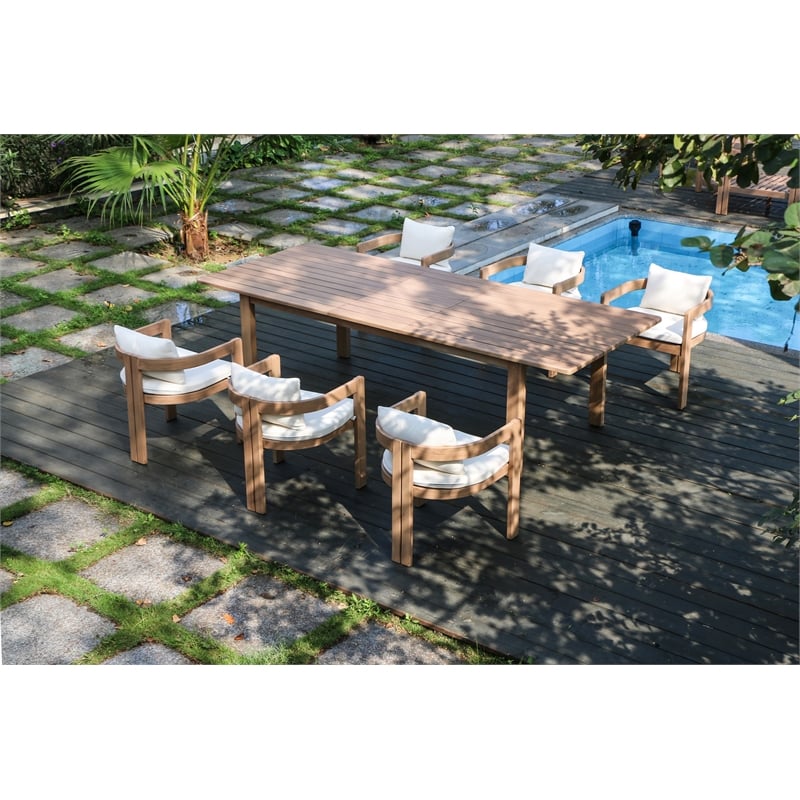 Meridian Furniture Newport Cream Water Resistant Fabric Patio Dining Chair