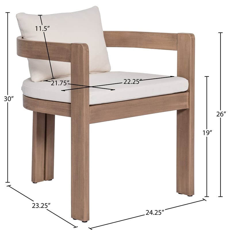Meridian Furniture Newport Cream Water Resistant Fabric Patio Dining Chair