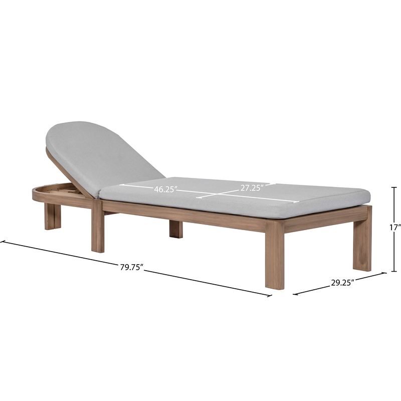 Meridian Furniture Newport Grey Water Resist Fabric Patio Lounge Chair w/ Cover
