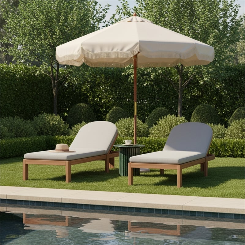 Meridian Furniture Newport Grey Water Resist Fabric Patio Lounge Chair w/ Cover