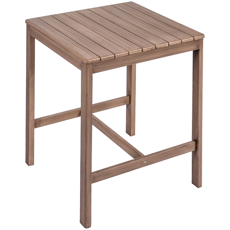 Meridian Furniture Newport Acacia Wood Patio Square Bar Table w/ Cover