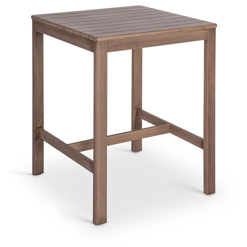 Meridian Furniture Newport Acacia Wood Patio Square Bar Table w/ Cover