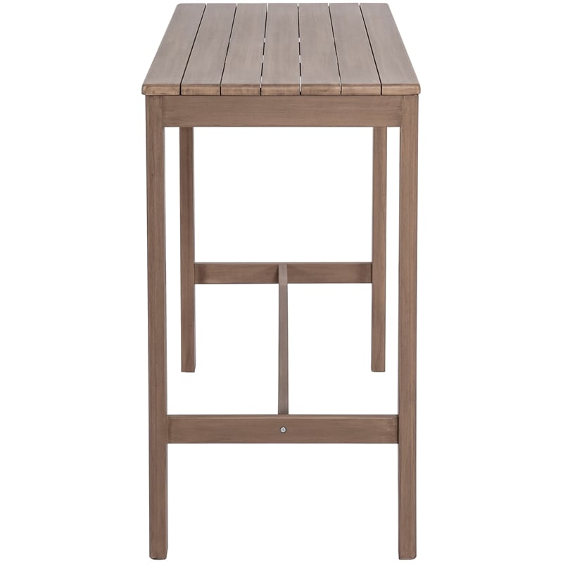 Meridian Furniture Newport Acacia Wood Patio Rectangle Bar Table w/ Cover
