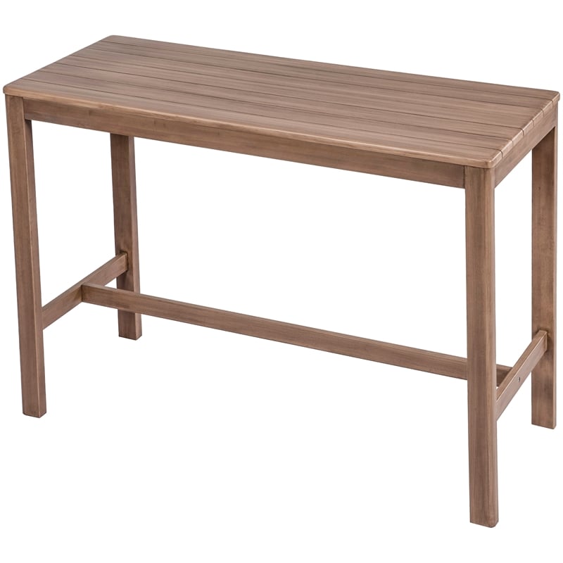 Meridian Furniture Newport Acacia Wood Patio Rectangle Bar Table w/ Cover
