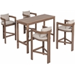 Meridian Furniture Newport Acacia Wood Patio Rectangle Bar Table w/ Cover