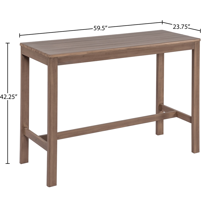 Meridian Furniture Newport Acacia Wood Patio Rectangle Bar Table w/ Cover