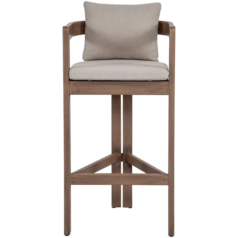Meridian Furniture Newport Beige Water Resistant Fabric Patio Bar Stool