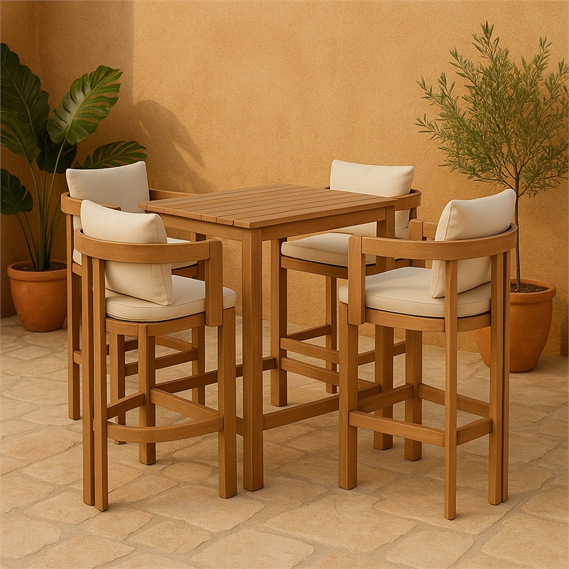 Meridian Furniture Newport Cream Water Resistant Fabric Patio Bar Stool