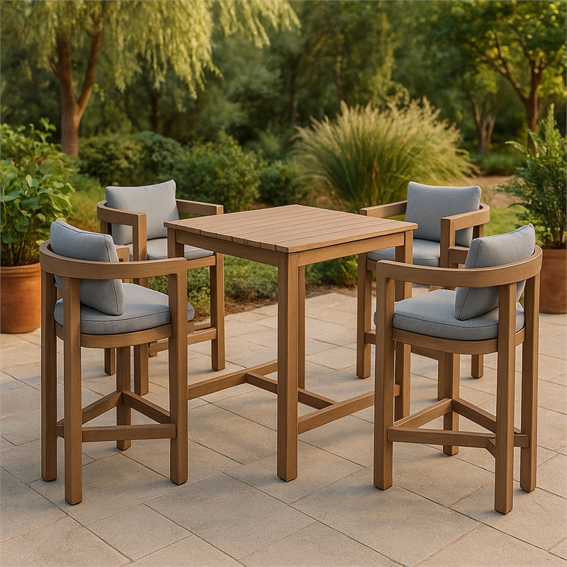 Meridian Furniture Newport Grey Water Resistant Fabric Patio Bar Stool