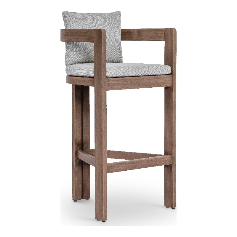 Meridian Furniture Newport Grey Water Resistant Fabric Patio Bar Stool