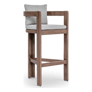 Meridian Furniture Newport Grey Water Resistant Fabric Patio Bar Stool