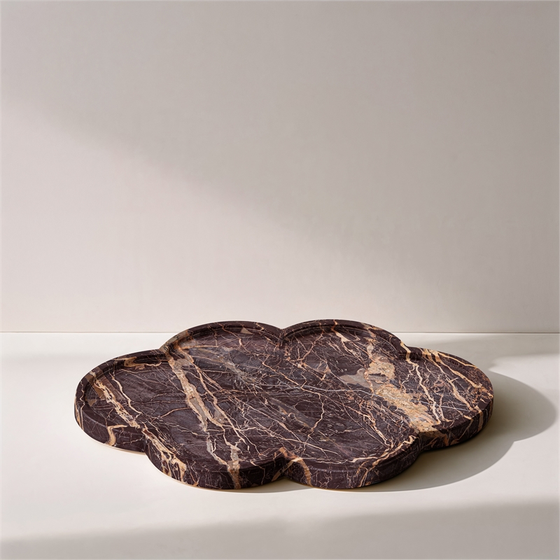Meridian Furniture Rimini Cherry Clover Shaped Marble Tray