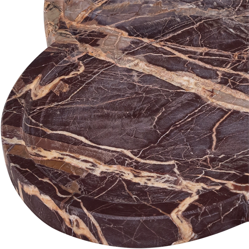 Meridian Furniture Rimini Cherry Clover Shaped Marble Tray