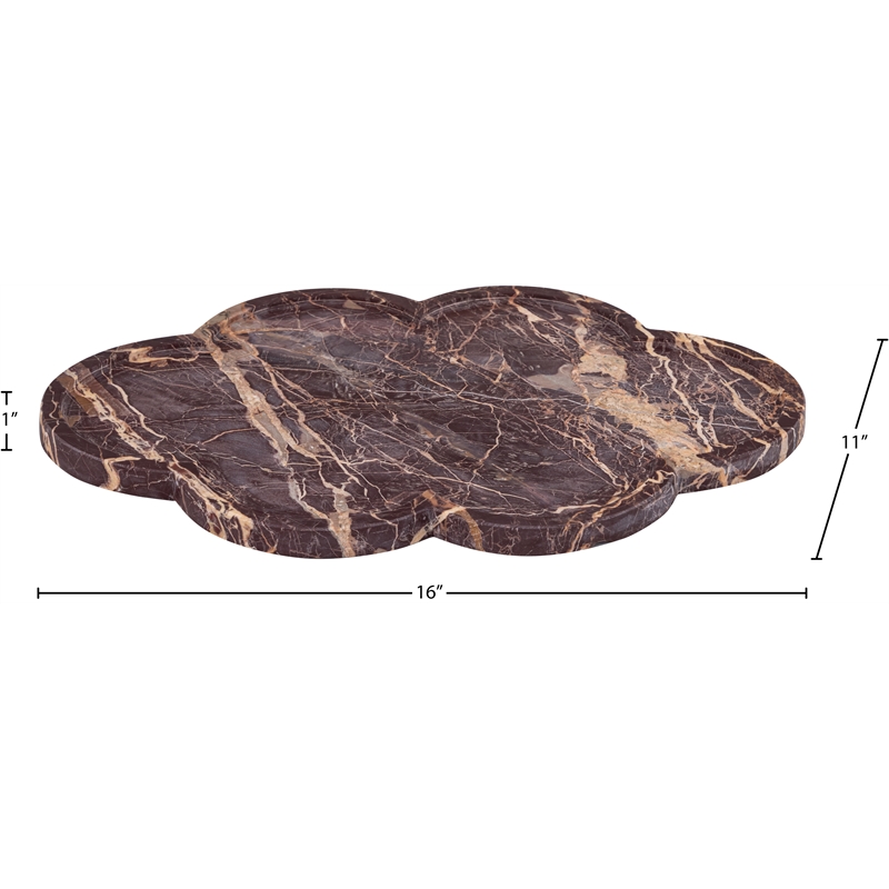 Meridian Furniture Rimini Cherry Clover Shaped Marble Tray