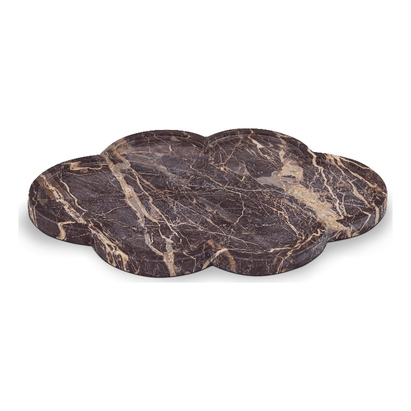 Meridian Furniture Rimini Cherry Clover Shaped Marble Tray