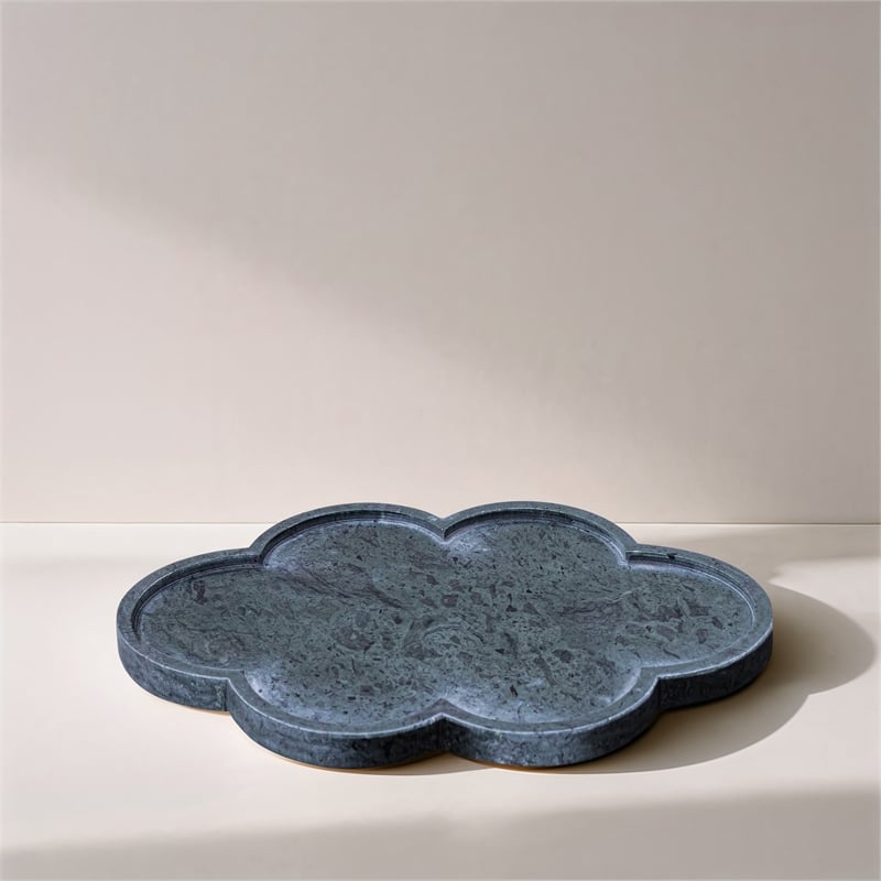 Meridian Furniture Rimini Green Clover Shaped Marble Tray