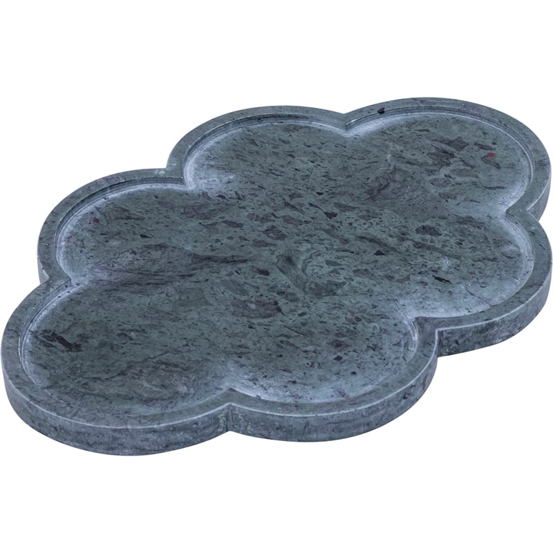 Meridian Furniture Rimini Green Clover Shaped Marble Tray