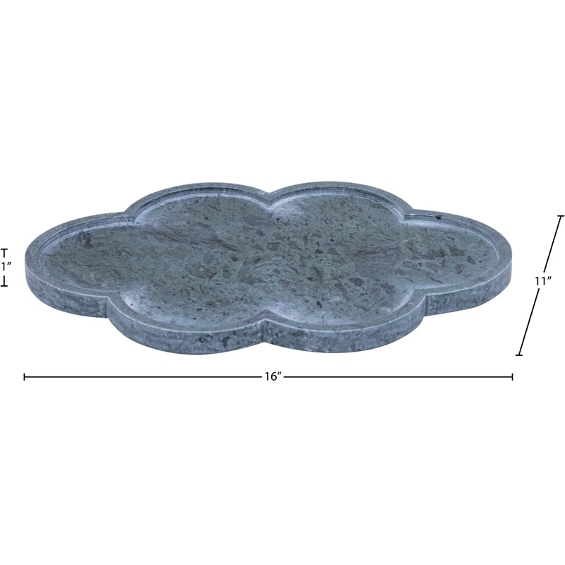Meridian Furniture Rimini Green Clover Shaped Marble Tray